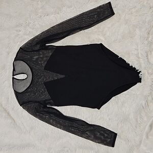 Victoria's Secret Black Sheer Long Sleeve Shapewear Bodysuit